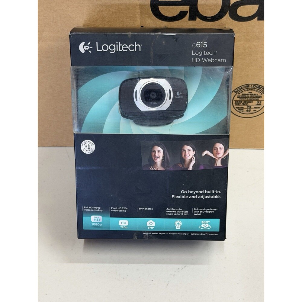 Logitech C615 Portable HD Webcam 1080p Autofocus Foldable Design USB
